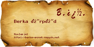 Berka Árpád névjegykártya