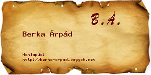 Berka Árpád névjegykártya